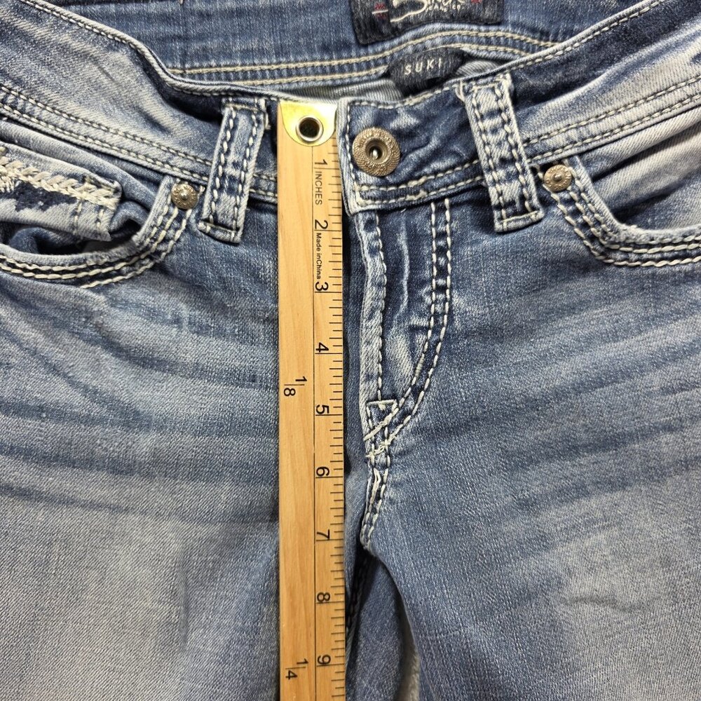 Silver Jeans Suki Capri Womens 26 Mid Rise Stretch Denim Embroidered Pockets Jea - Picture 10 of 11
